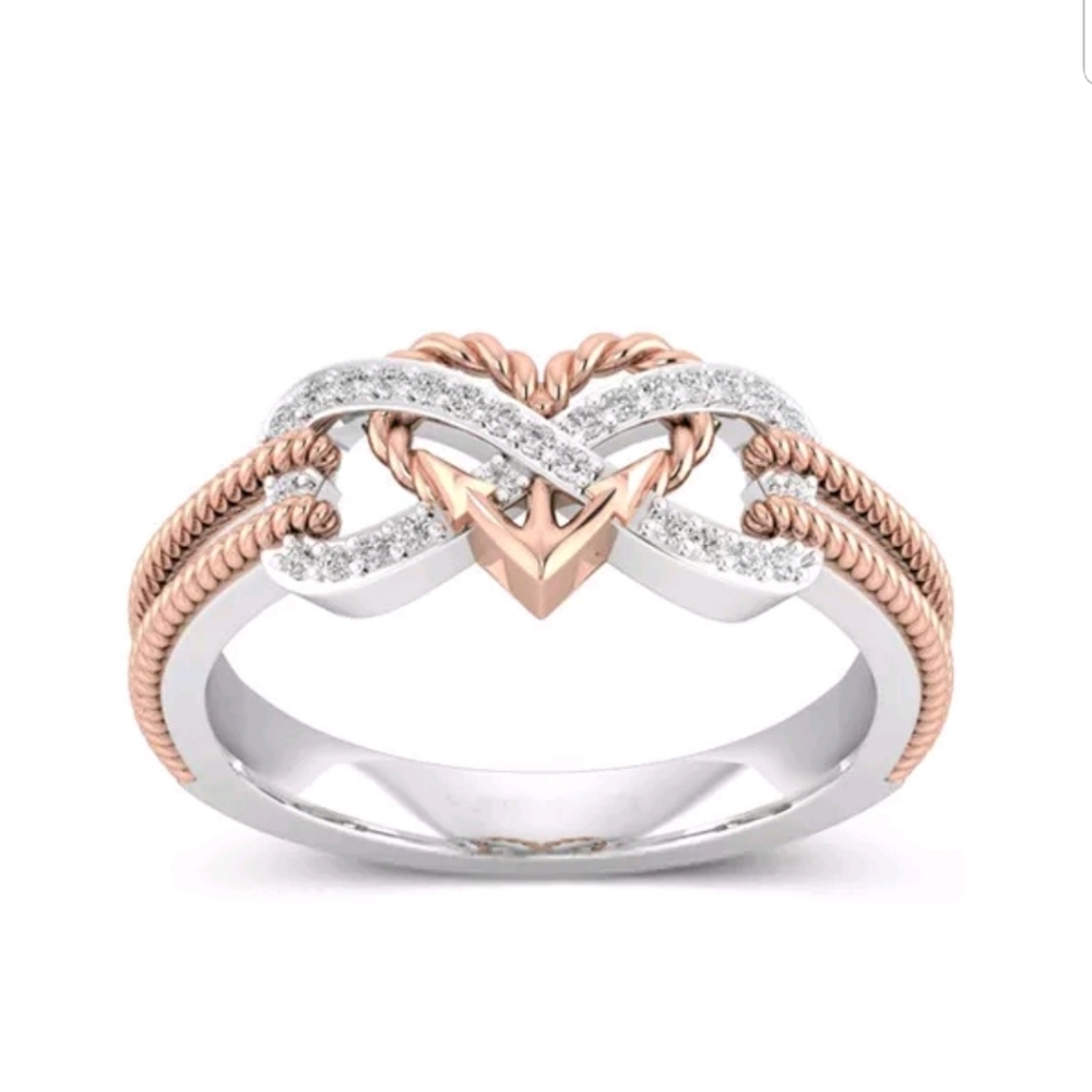 **New friendship infinity rose gold Cz ring